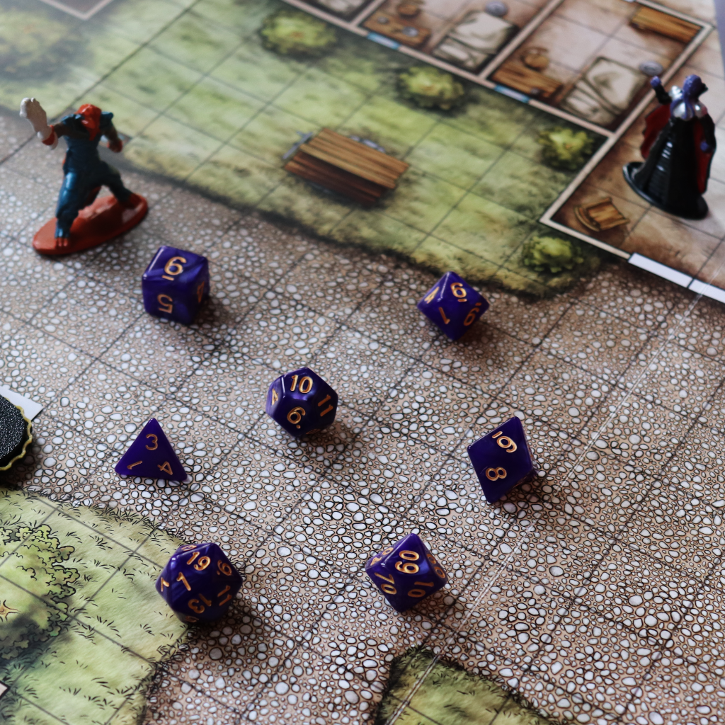 Opaque Acrylic Set of 7 TTRPG Dice - Patron's Purple