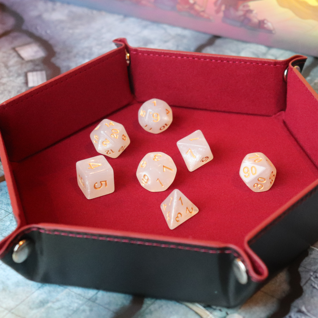 Hexagon Faux Leather Pop UP Dice Tray - Poisoned Chalace