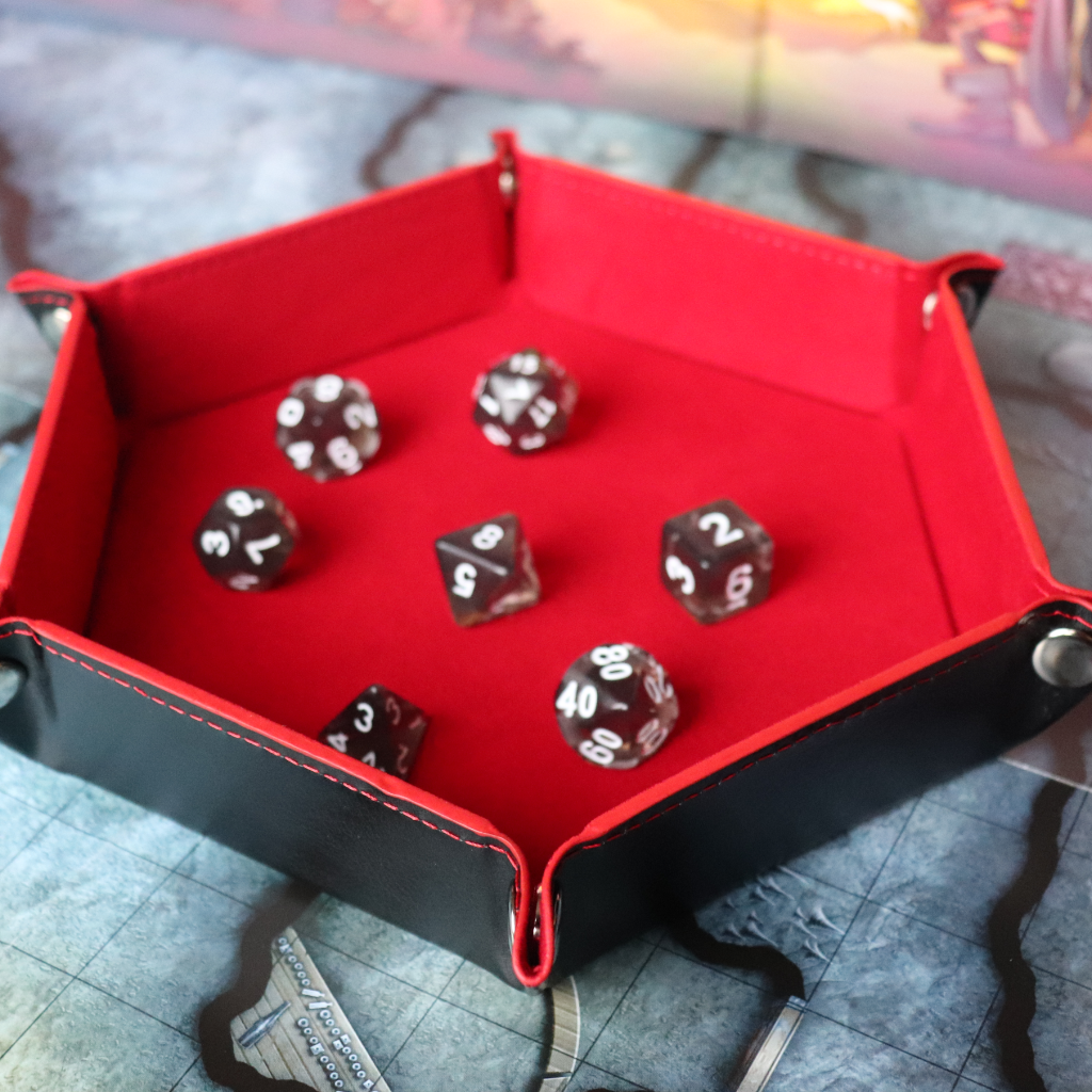 Faux Leather Pop UP Dice Tray - Bloodline Red (2 Styles Available)