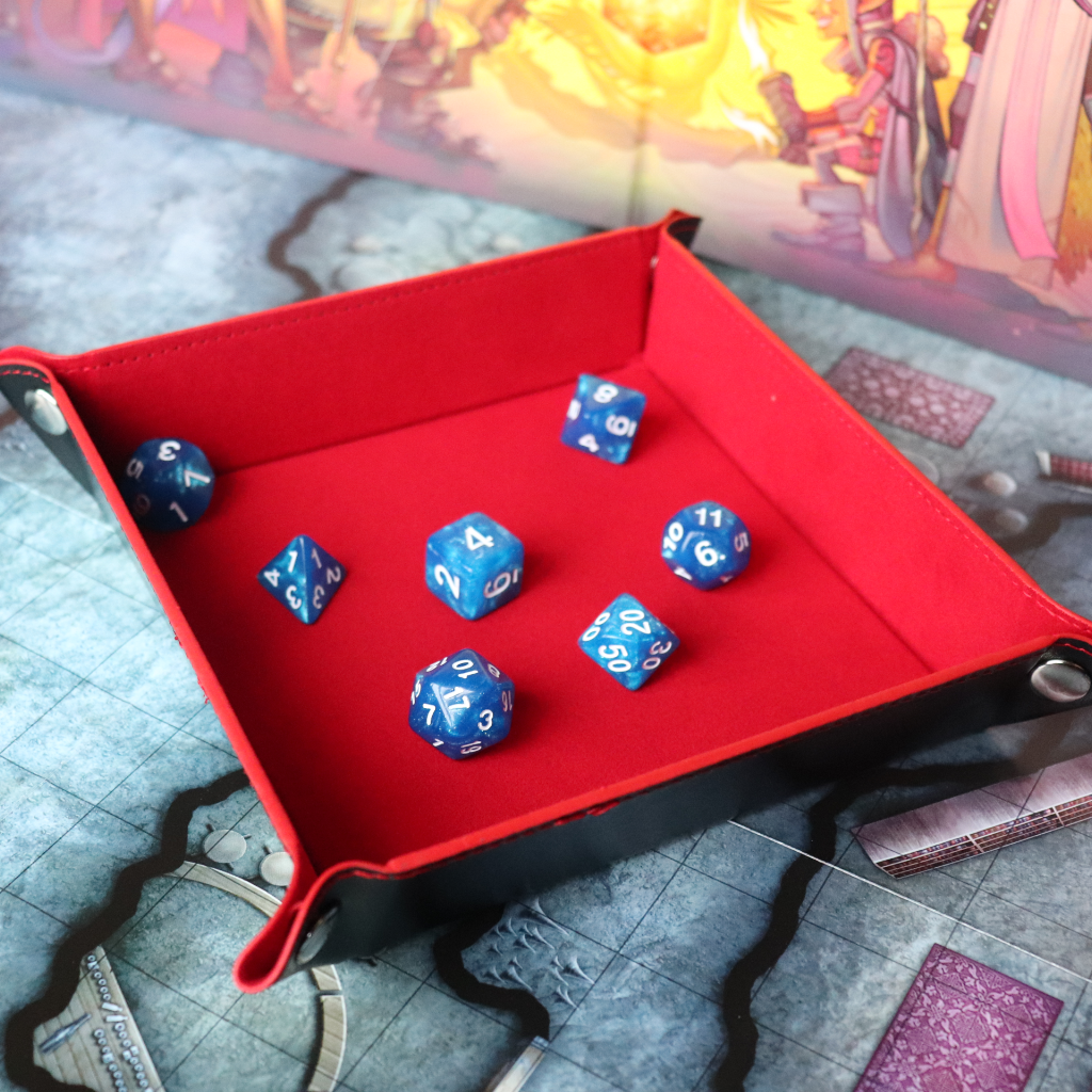 Faux Leather Pop UP Dice Tray - Bloodline Red (2 Styles Available)