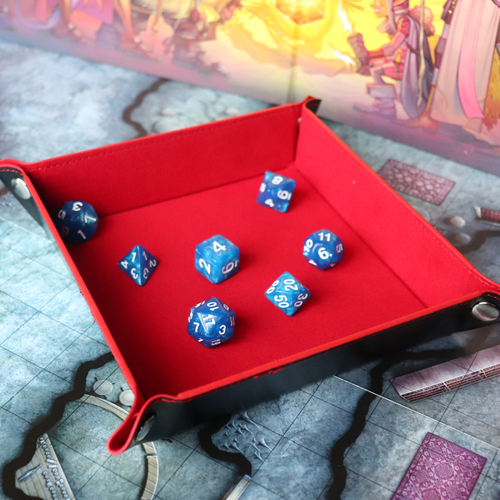 Faux Leather Pop UP Dice Tray - Bloodline Red (2 Styles Available)
