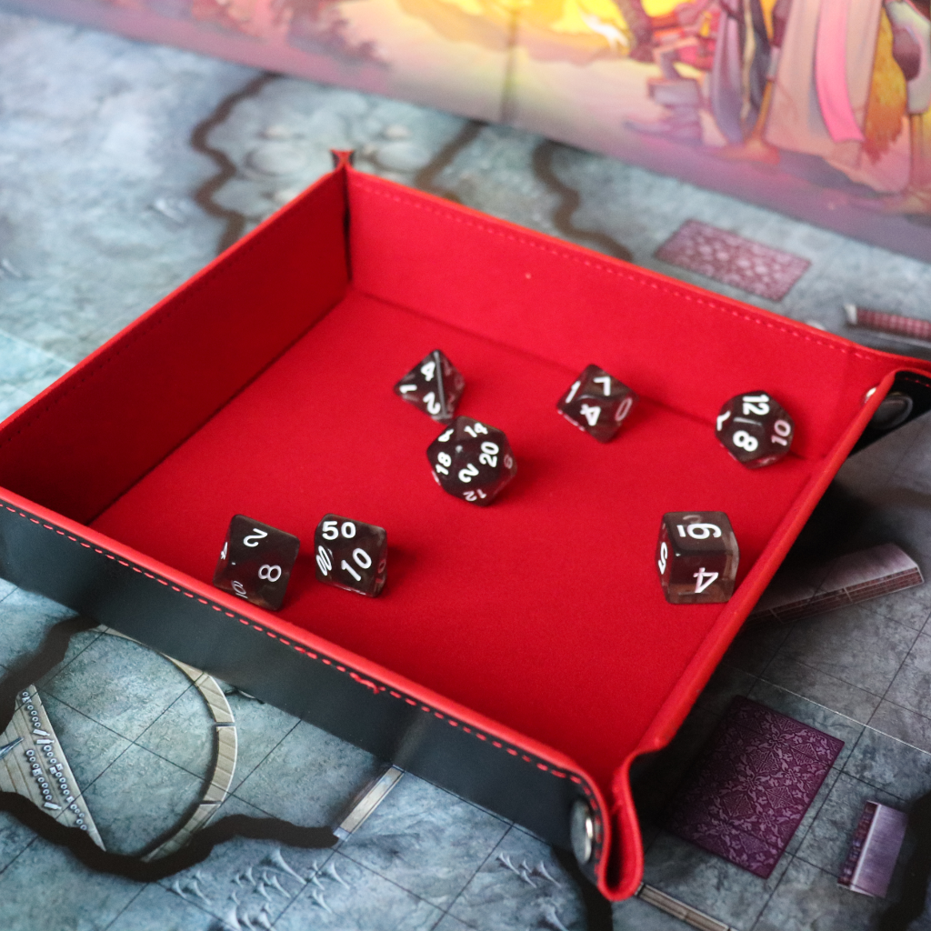 Faux Leather Pop UP Dice Tray - Bloodline Red (2 Styles Available)