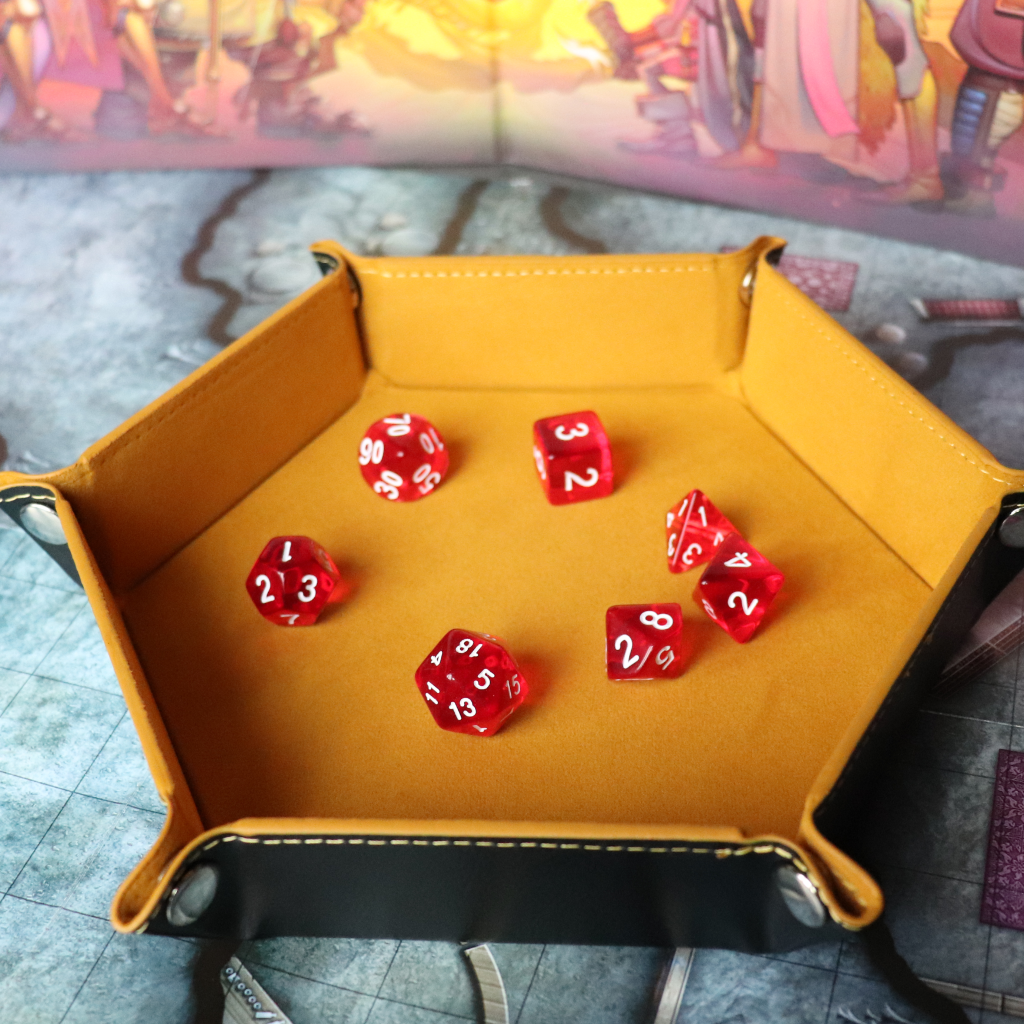 Faux Leather Pop UP Dice Tray - Sand Wyrm (2 Styles Available)