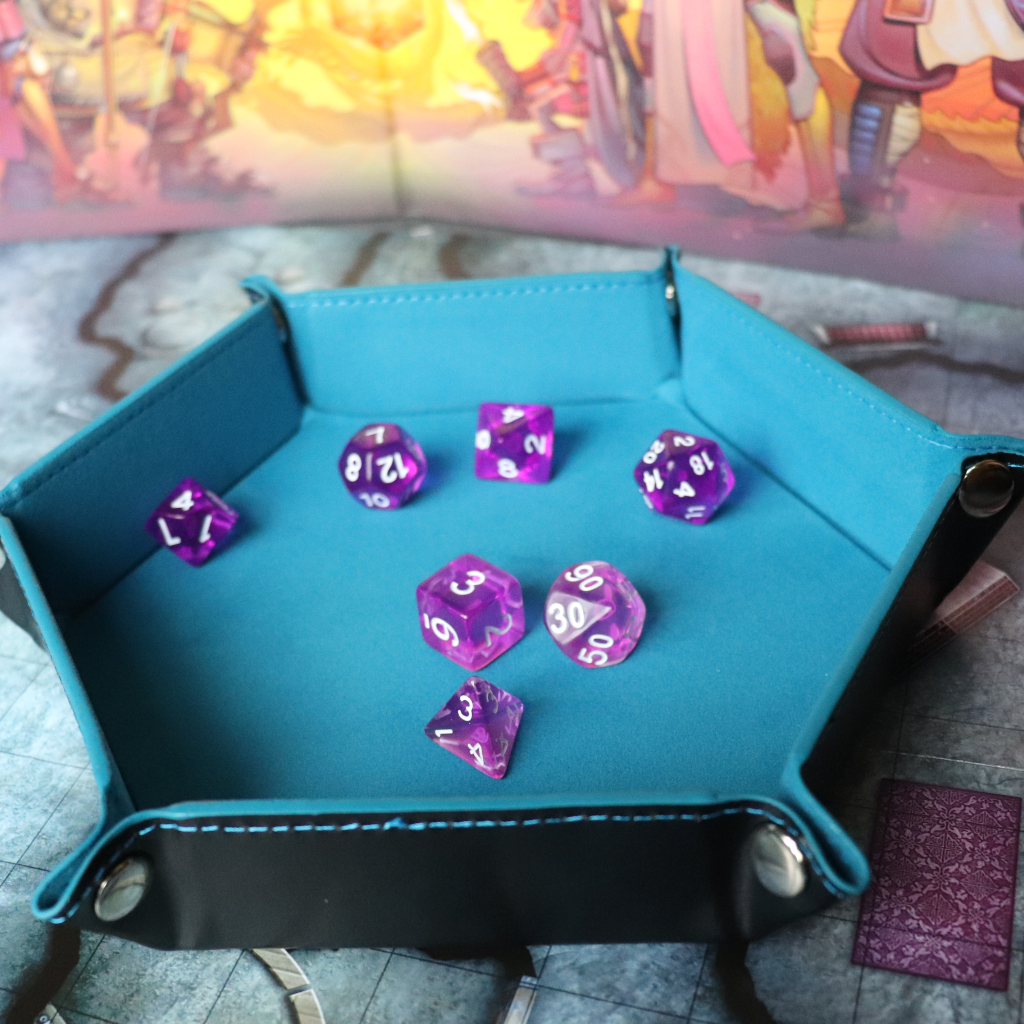Faux Leather Pop UP Dice Tray - Lightning Strikes (2 Styles Available)