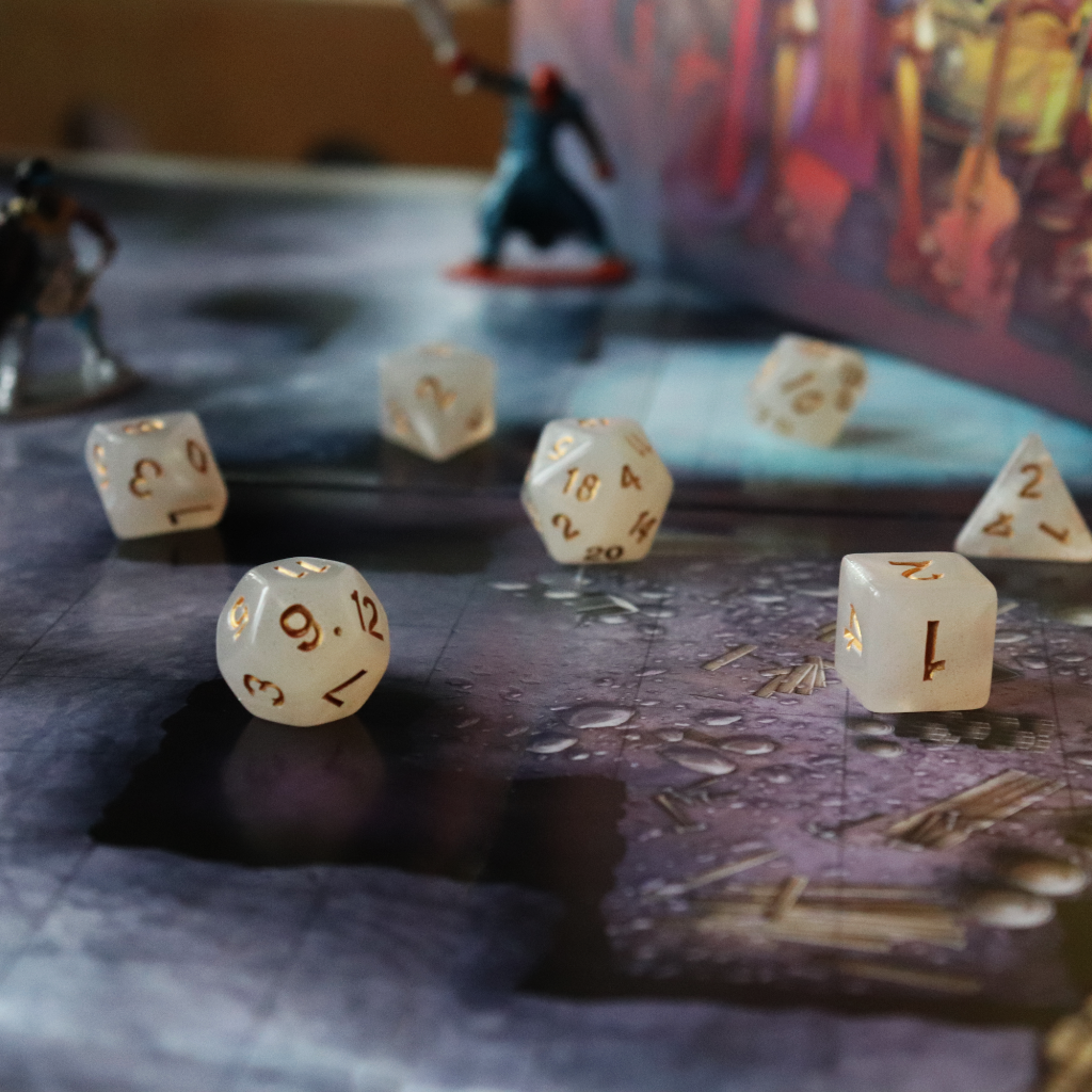 Opaque Acrylic Set of 7 TTRPG Dice - Wish